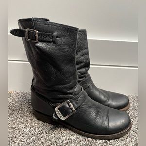 FRYE Boots Veronica Buckle Harness Bootie sz 7 Black Leather